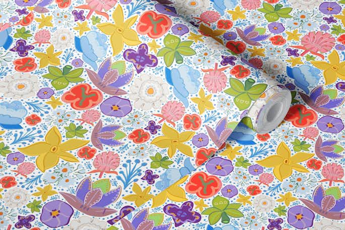Abstract modern floral ditsy pattern IIIwallpaper roll