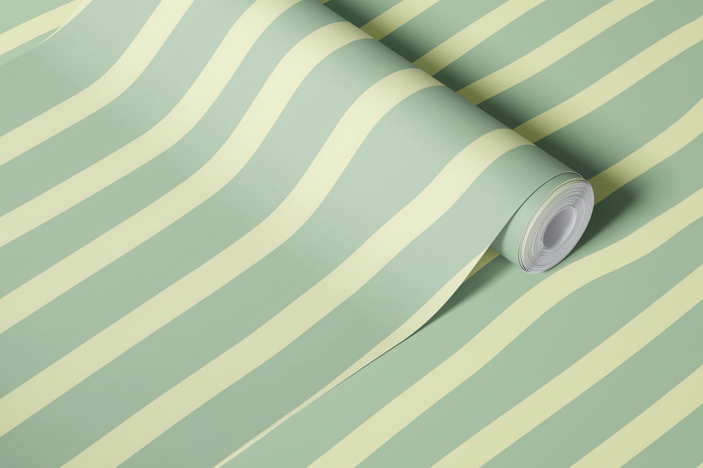 Minimalistic Pin Stripes Sage Green And Beige wallpaper roll