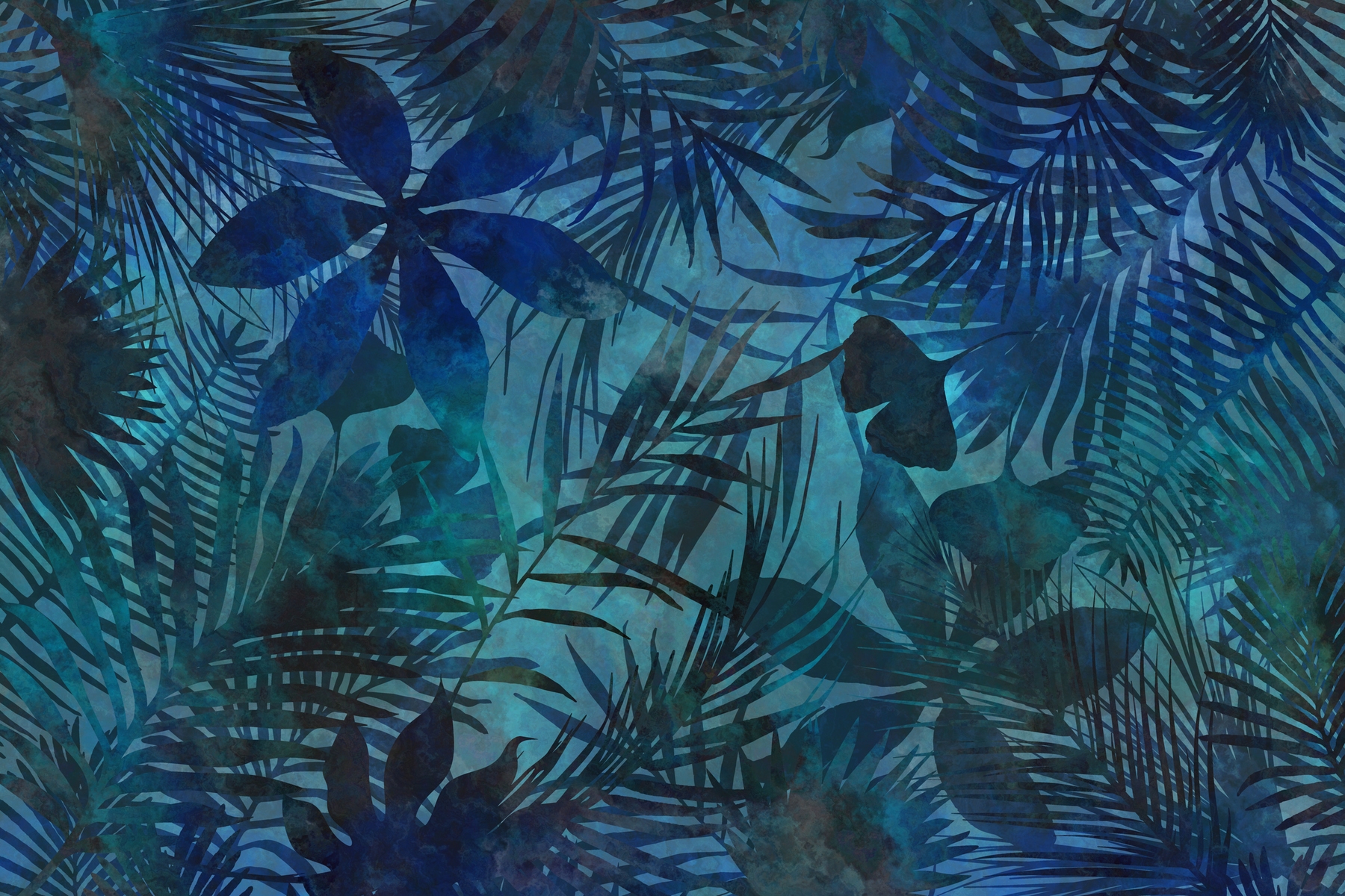 Dark Blue Jungle wallpaper Happywall