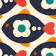 Playful retro fishes / navy, red (2750A)