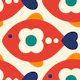 Playful retro fishes, red (2750 B)
