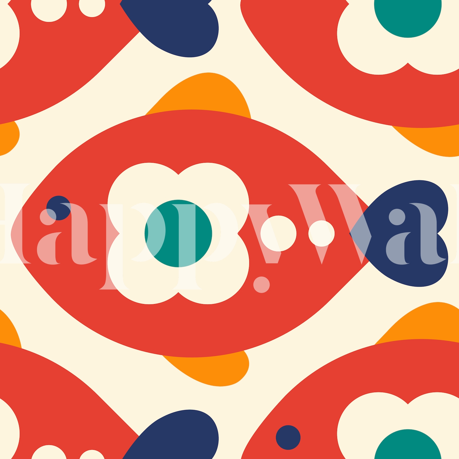 Retro Fish Wallpaper in Red | HappyWall