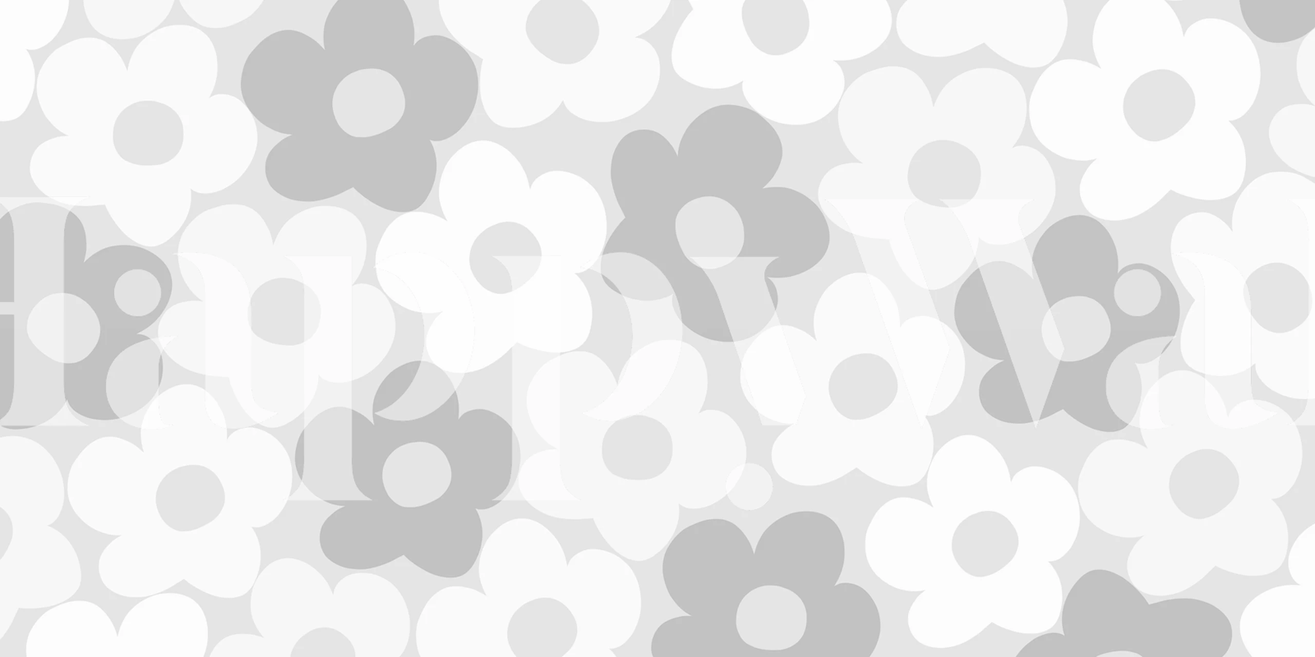 Retro floral grey and white pattern wallpaper