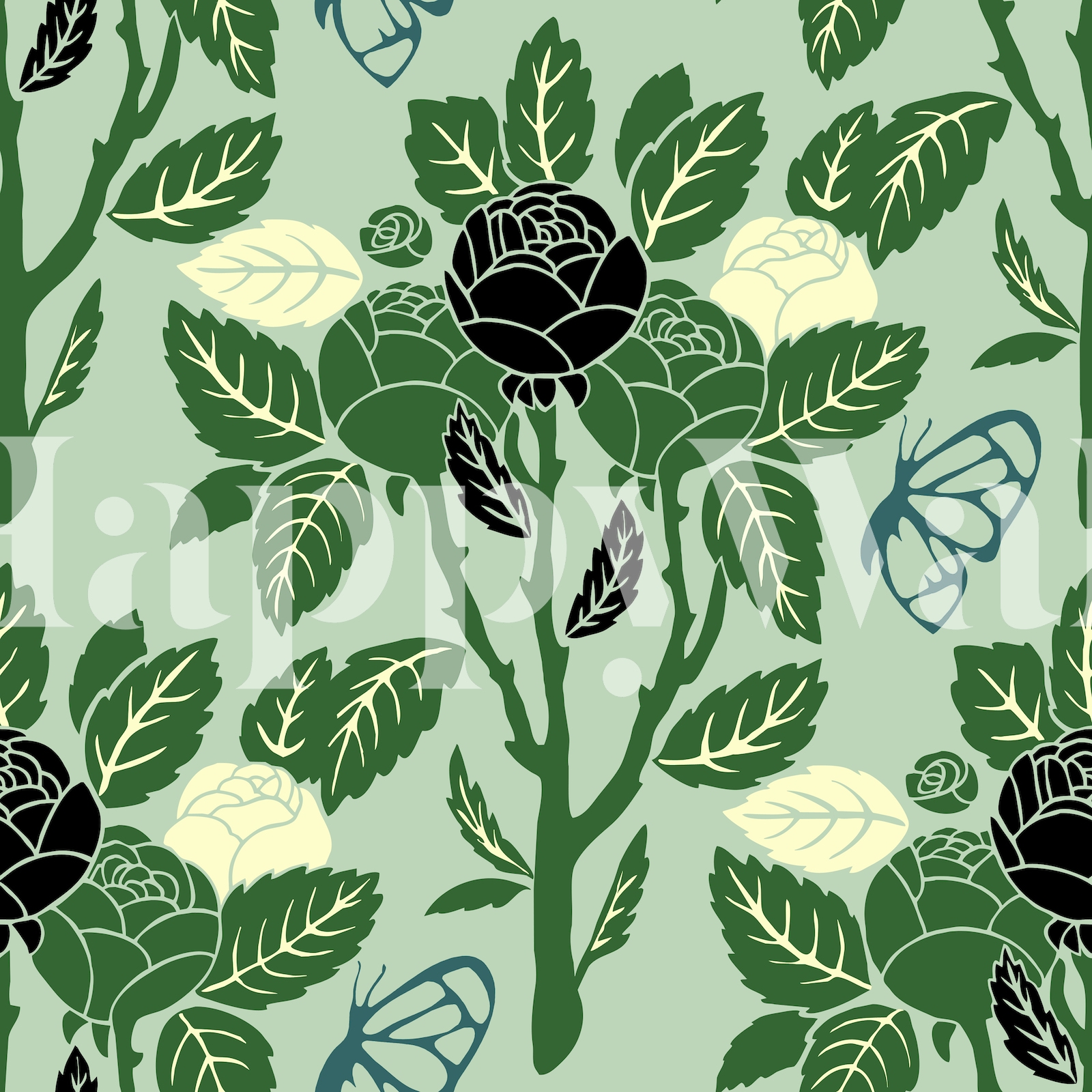 Buy Art Deco Rose Garden Wallpaper