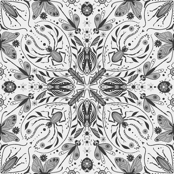 Bugs, monochrome gray