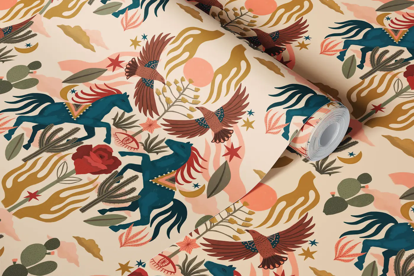 Wild Western - Horse pattern wallpaper roll