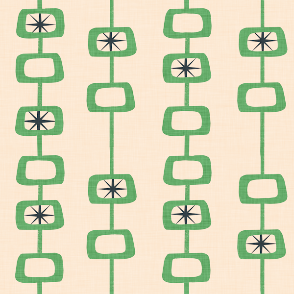 Mid Century Atomic Orbs Blue Green