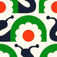 Retro snails with flowers, green (2754D) ταπετσαρία