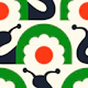 Retro snails with flowers, green (2754D)