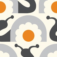 Retro snails with flowers, grey yellow (2754E) ταπετσαρία