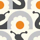 Retro snails with flowers, grey yellow (2754E)