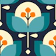 Scandinavian geometric flowers pattern, blue (2756A)