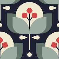 Scandinavian geometric flowers pattern, grey (2756C) papiers peint