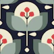 Scandinavian geometric flowers pattern, grey (2756C)