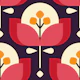 Scandinavian geometric flowers pattern, red (2756E)