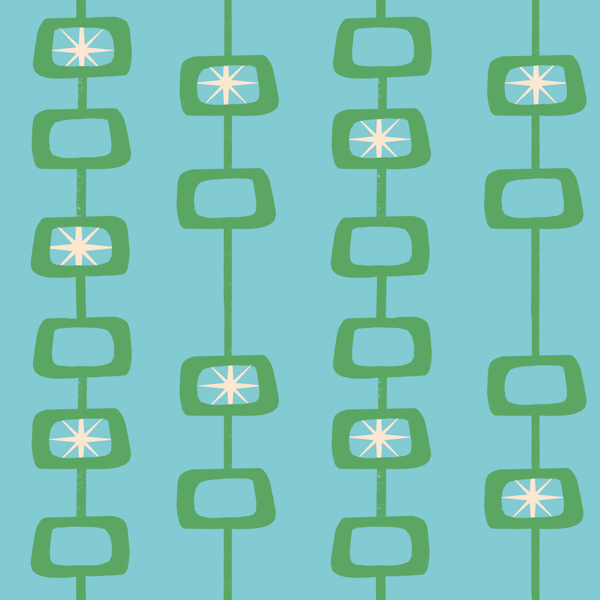 Mid Century Atomic Orbs Blue