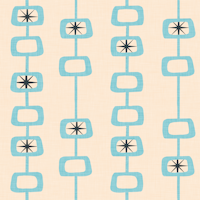 Mid Century Atomic Orbs Linen Blue ταπετσαρία