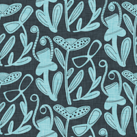 Modern Retro Boho Bold Floral Blue behang