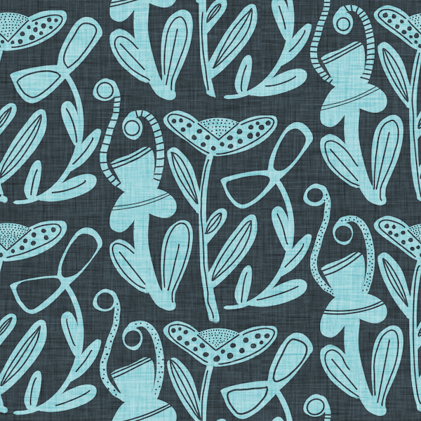 Modern Retro Boho Bold Floral Blue