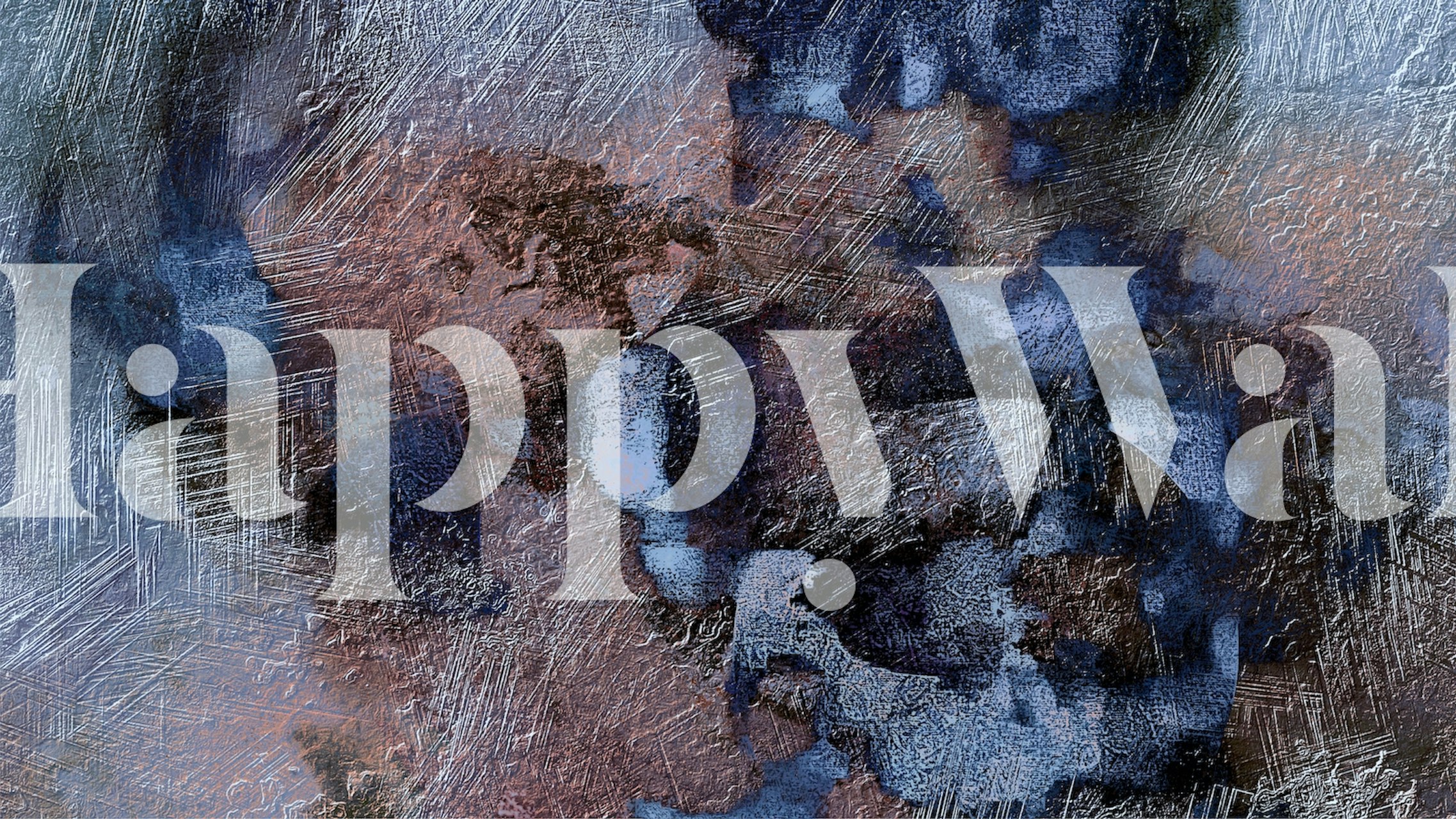 Heavy metal-inspired wall mural with textured appearance and industrial colors