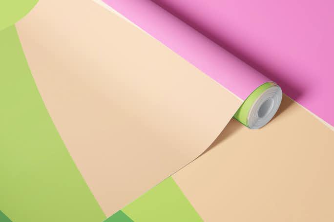 Abstract Geometric in Pink and Greenwallpaper roll