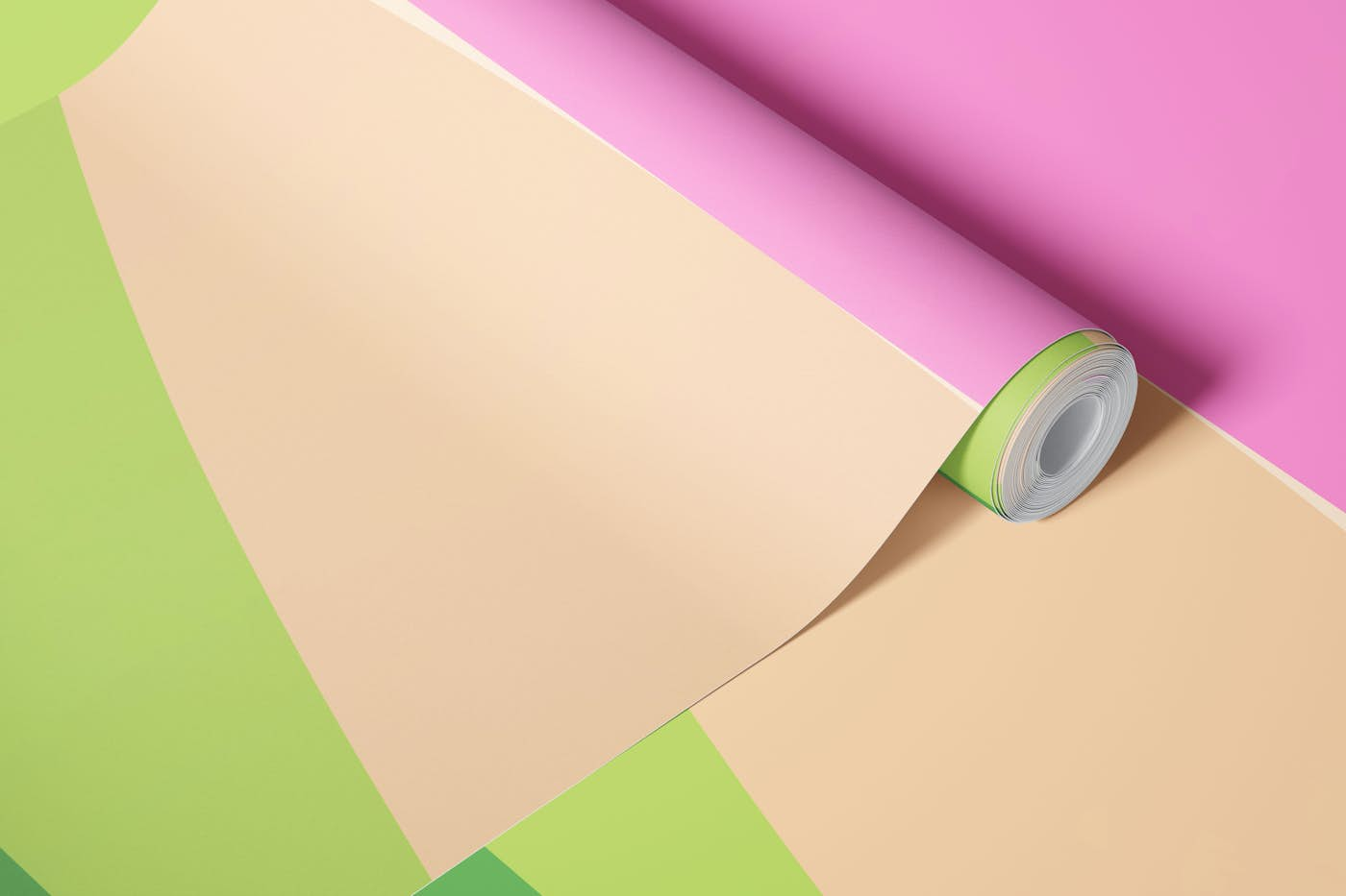 Abstract Geometric in Pink and Green wallpaper roll