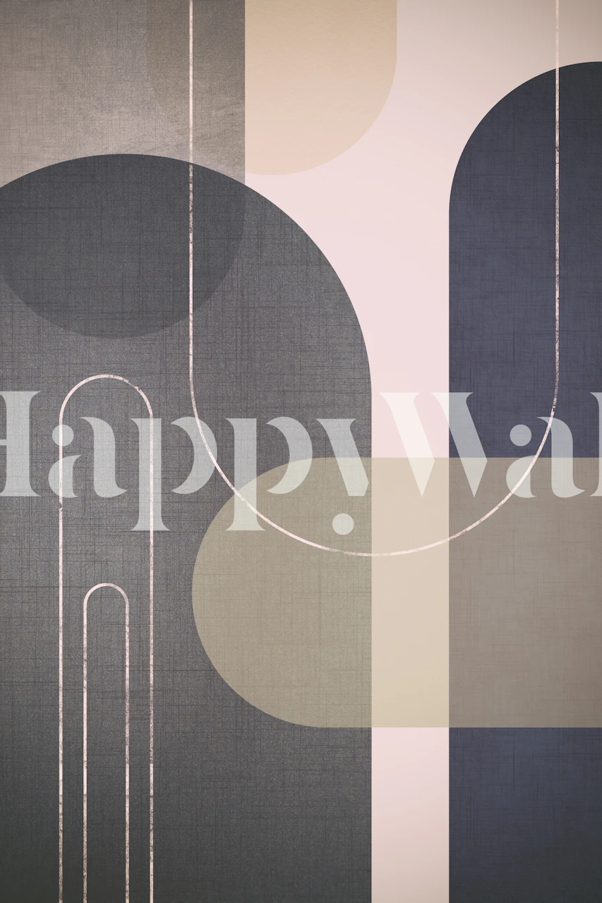 Geometric shapes in soft tones of blue, beige, and pink wallpaper