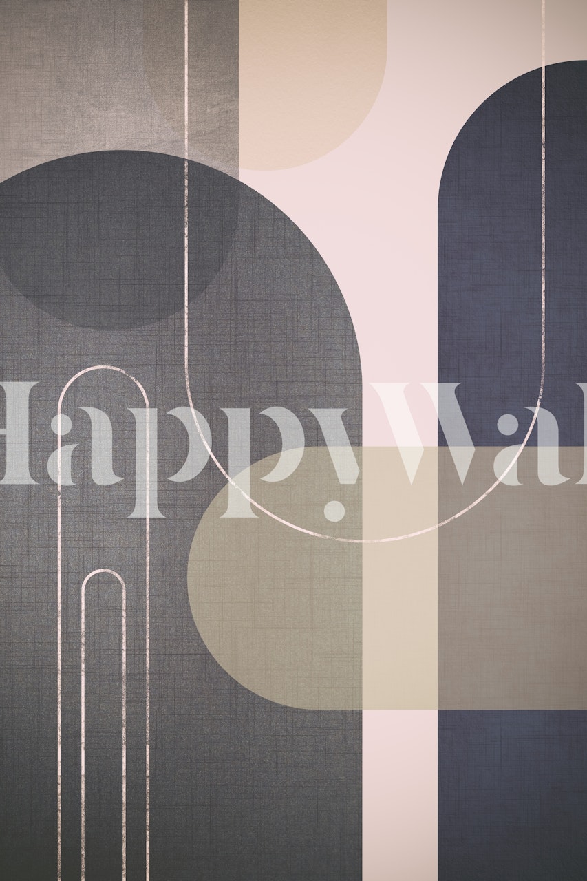 Mural de pared Modern Mid Century Linen 1 con formas geométricas y orgánicas abstractas en tonos apagados