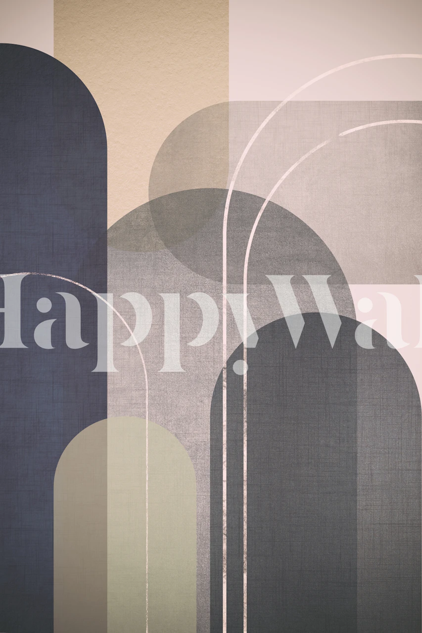 Geometric shapes in soft beige, gray, and olive wallpaper