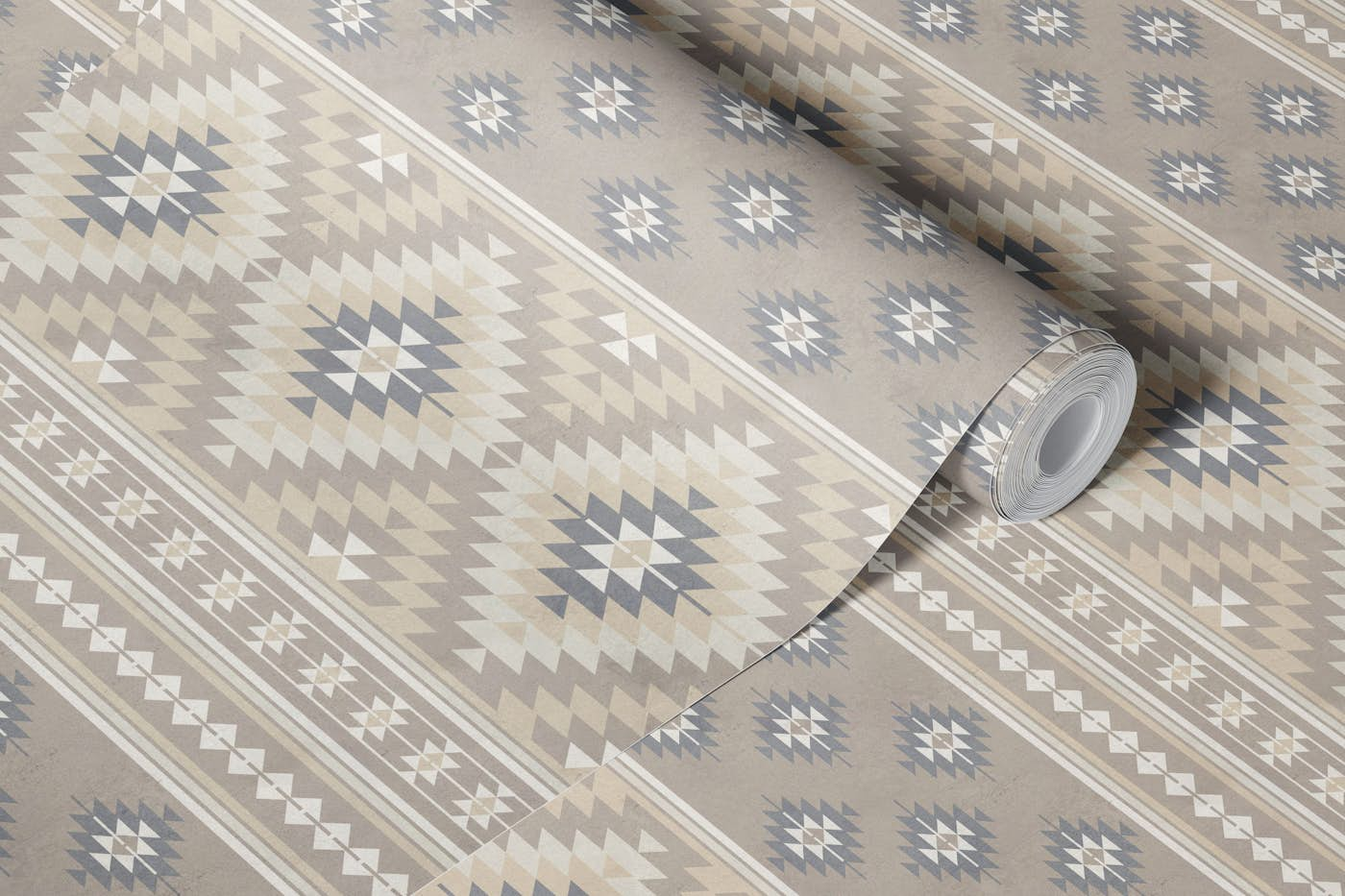 Kilim stripes in beige grey wallpaper roll