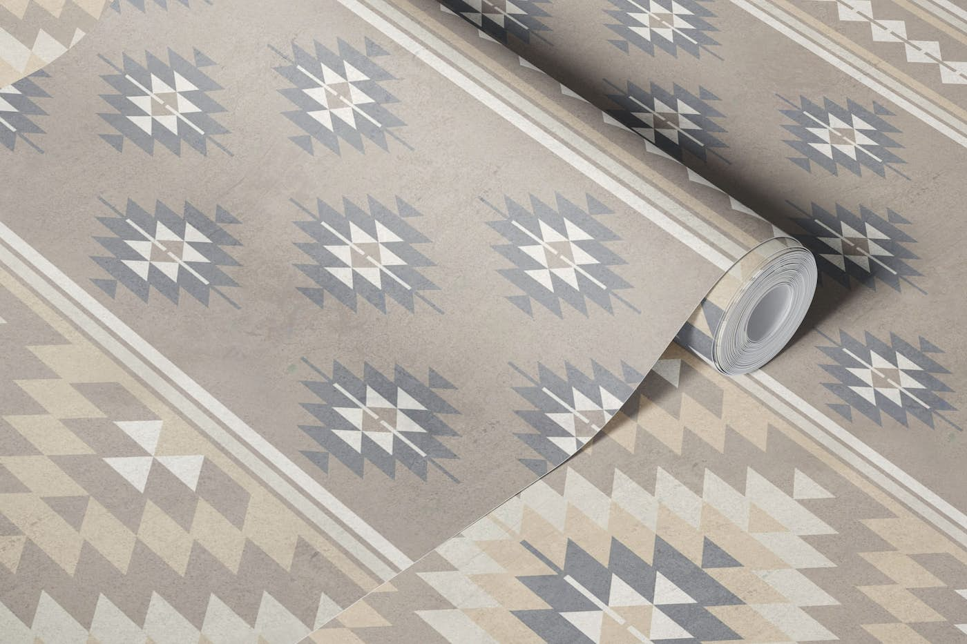 Kilim stripes in beige grey LARGE wallpaper roll