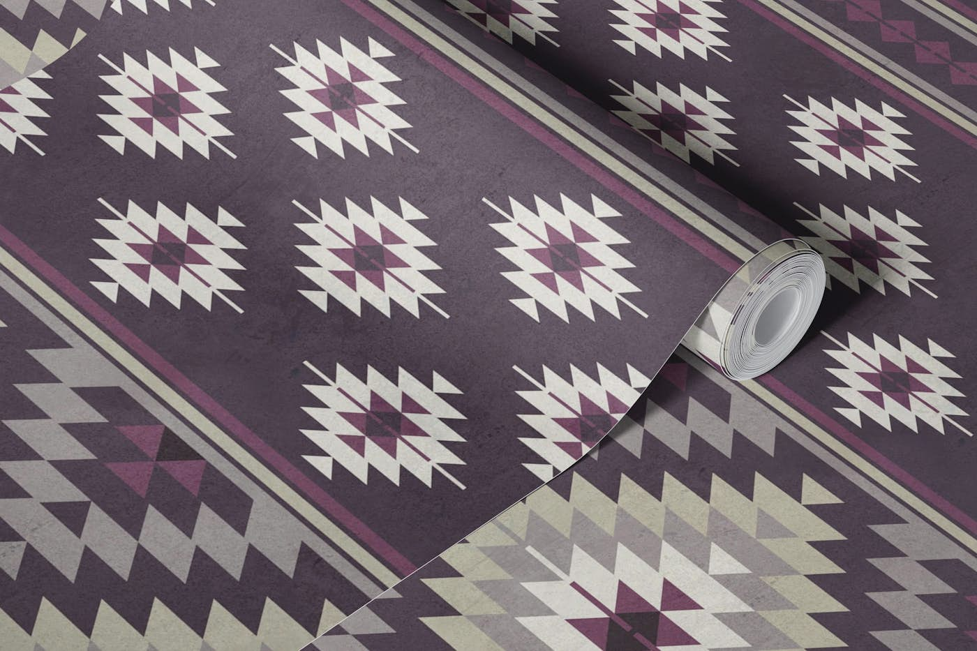 Kilim stripes in plum beige large wallpaper roll