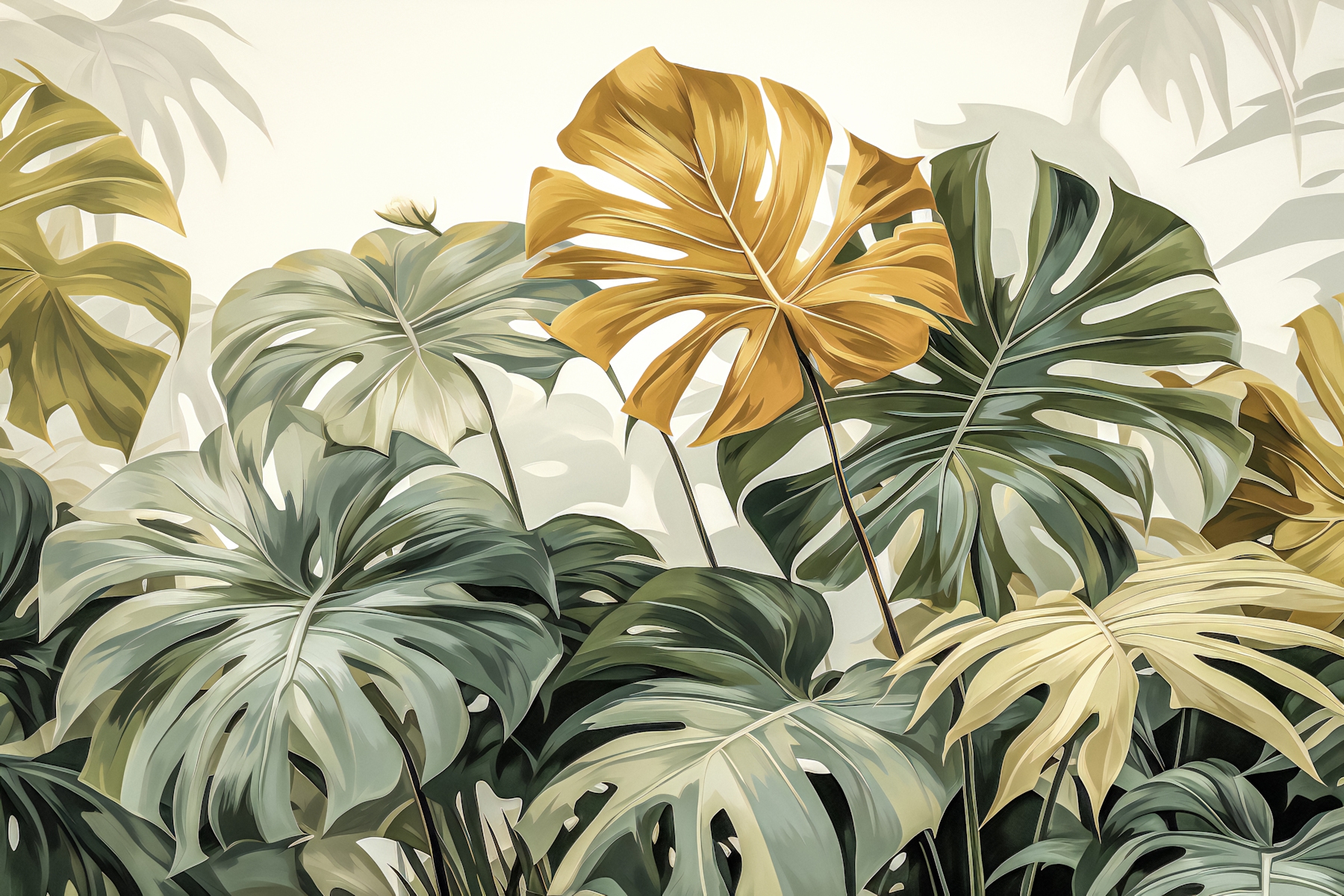 Monstera Variegata Wallpaper | Buy Trendy Wallpapers Online - Happywall