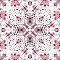 Bugs, dark magenta and pink on white tapete