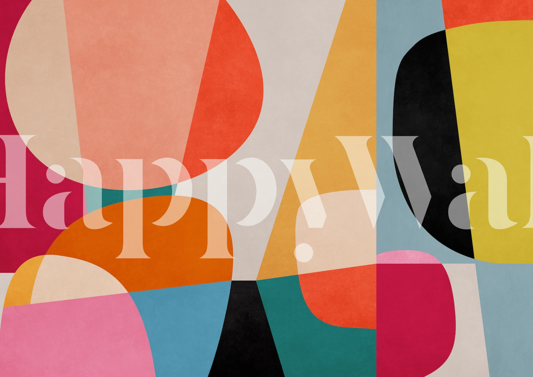 Papier peint abstrait G8 présentant un mélange de formes géométriques colorées