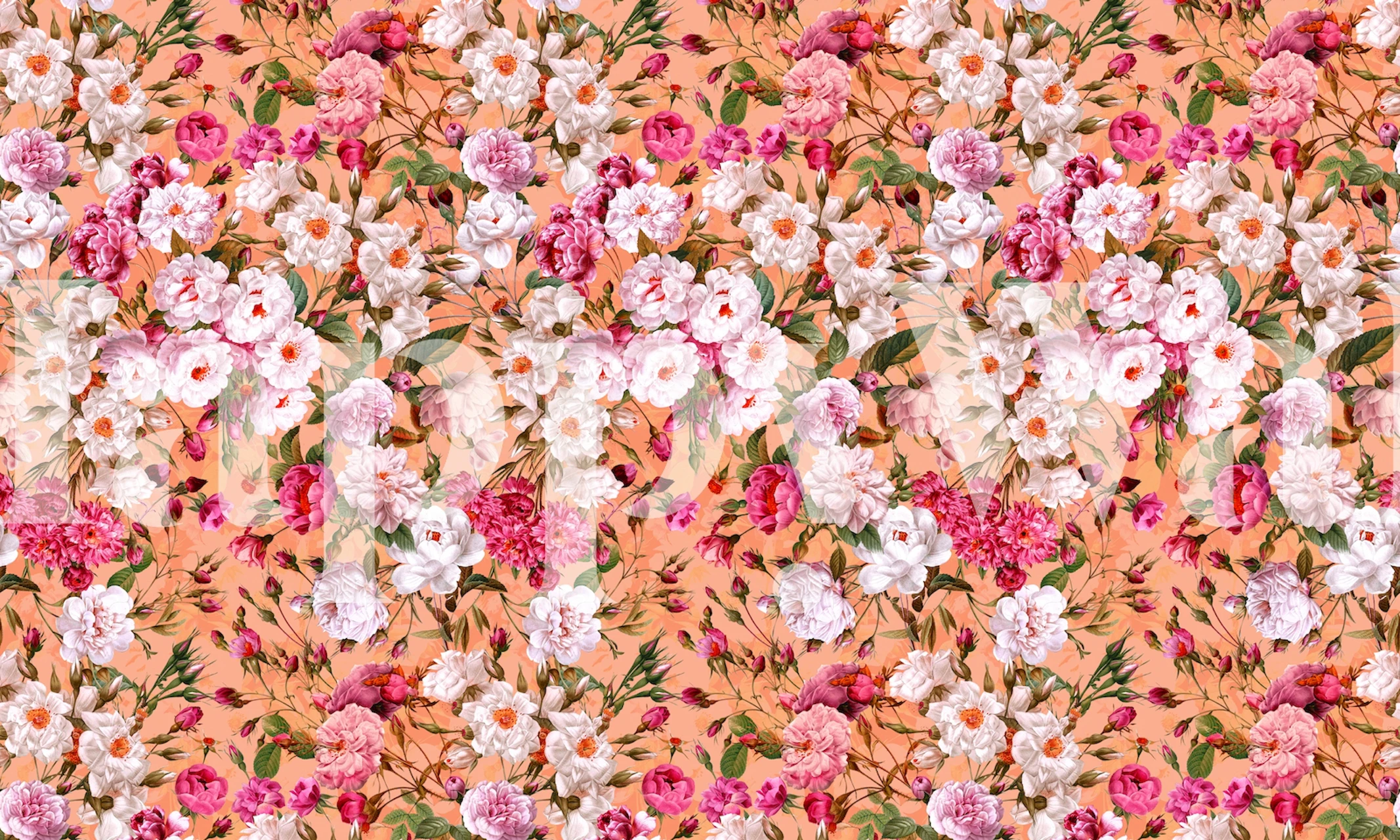 Floral wallpaper pattern in a room