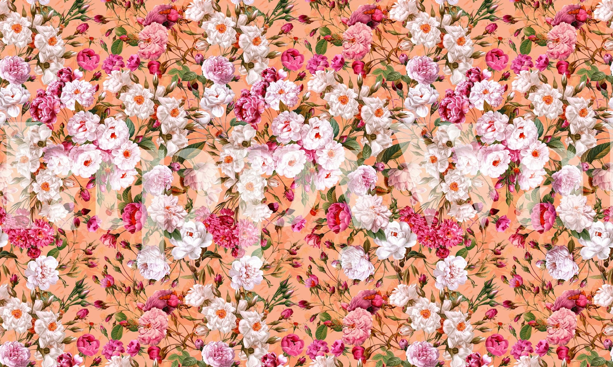 Floral wallpaper pattern in a room