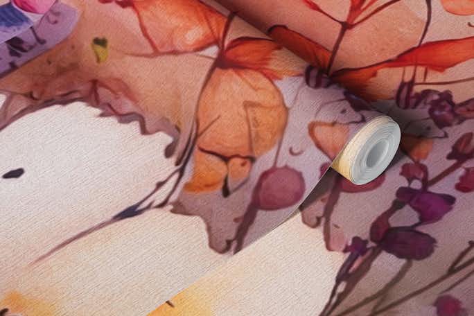 watercolor floral abstract artwallpaper roll
