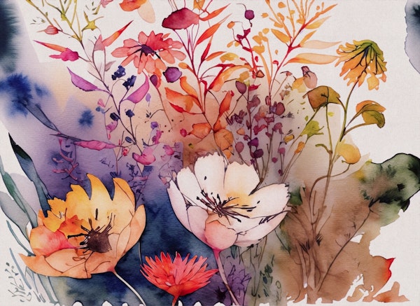 watercolor floral abstract art