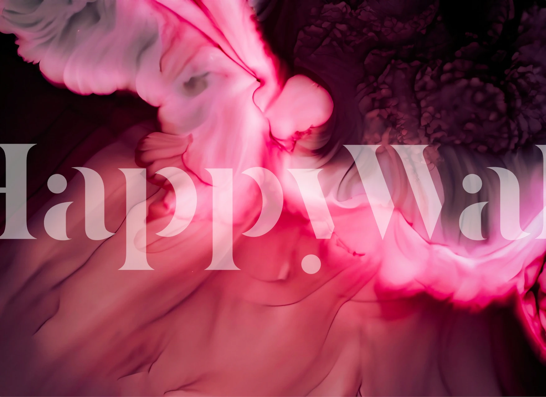 Pink ink abstract wallpaper in a room setting