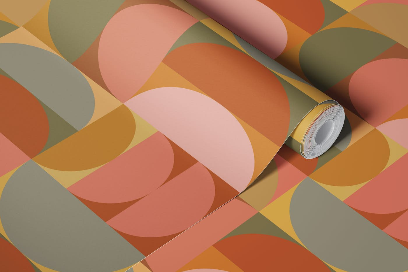 Shapes in Earthy Terracotta and Ochre wallpaper roll