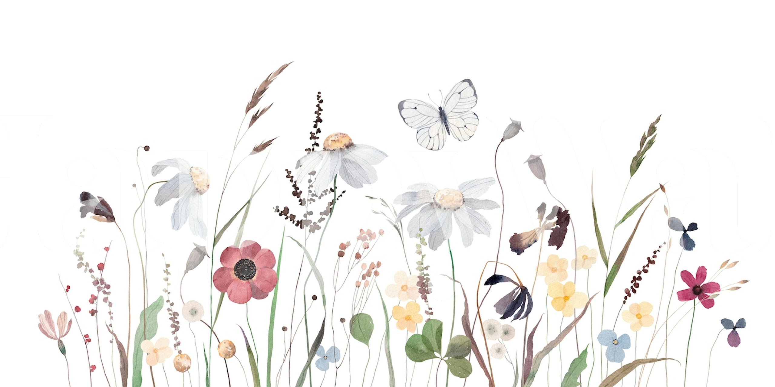 Wildflowers watercolor tapeta u sobi