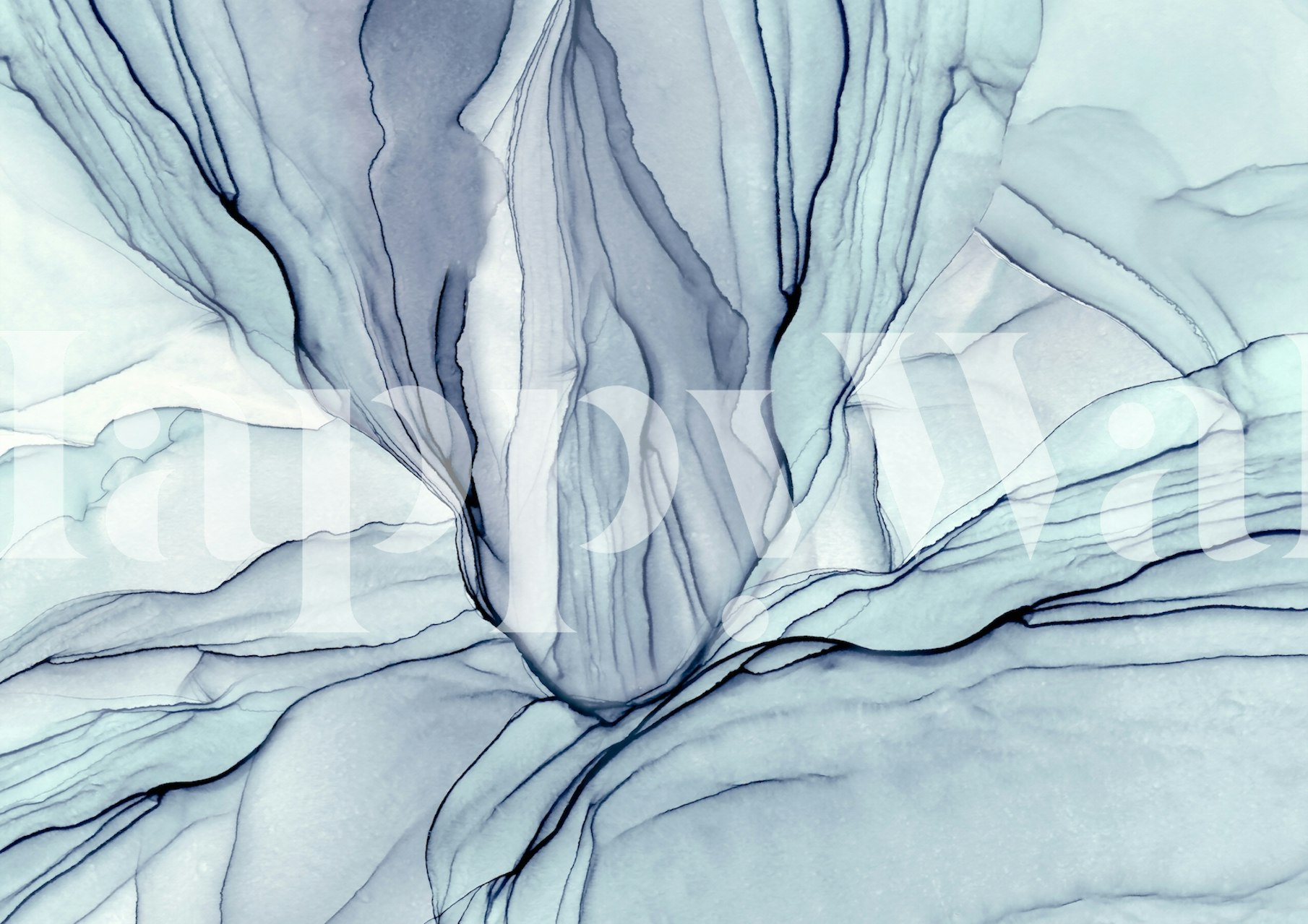 Abstract shades of blue fluid art wall mural with calming patterns