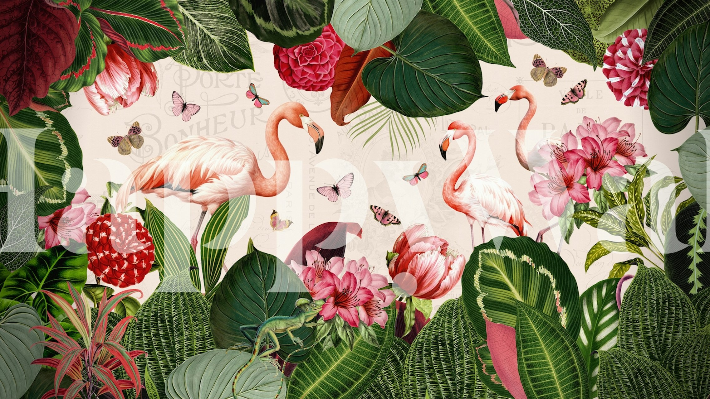 Flamingo Tropical Jungle wallpaper design