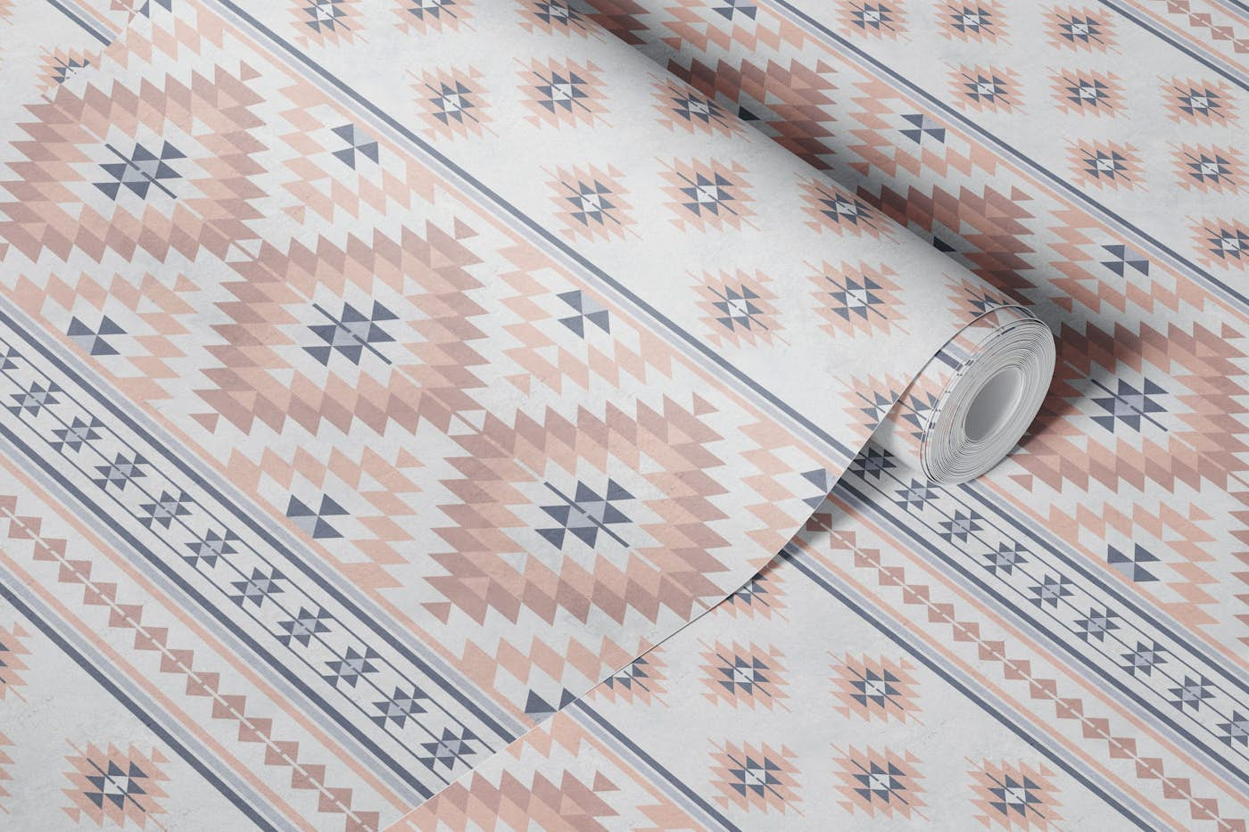 Kilim stripes in blush pink grey wallpaper roll