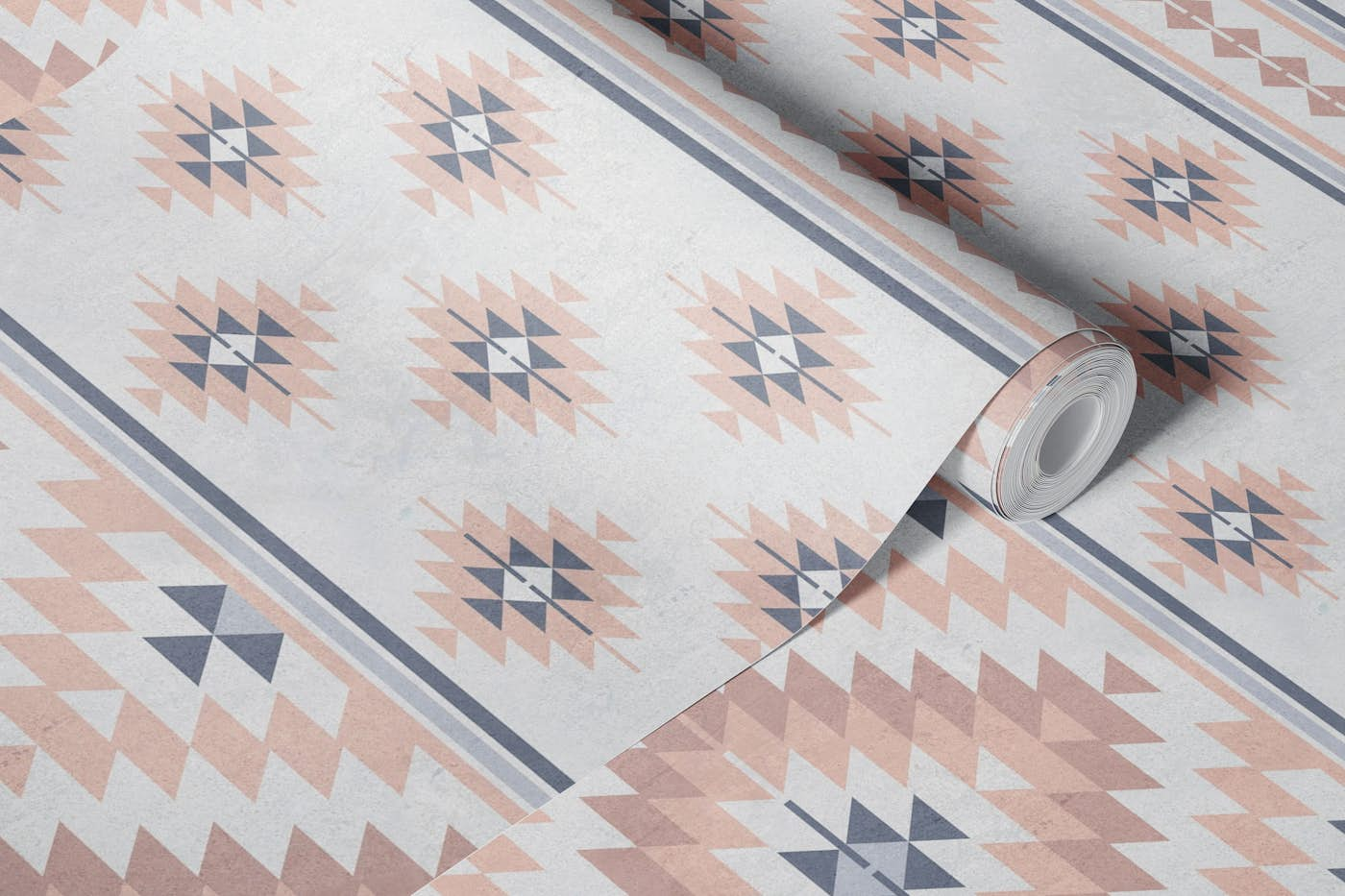 Kilim stripes in blush pink grey LARGE wallpaper roll