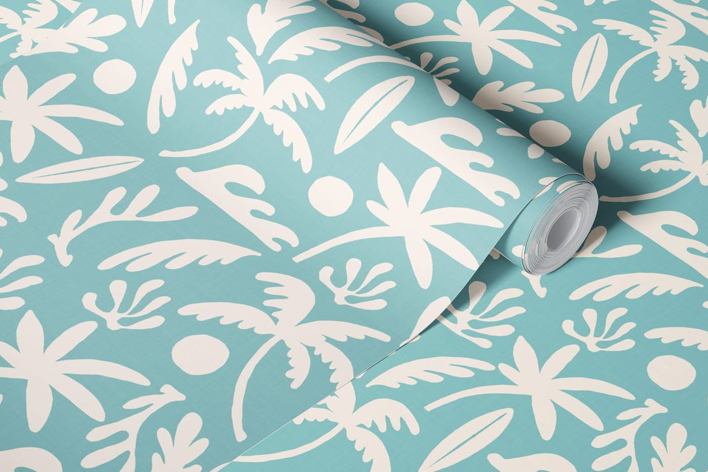 Small - Surf Haven pattern - vintage blue wallpaper roll