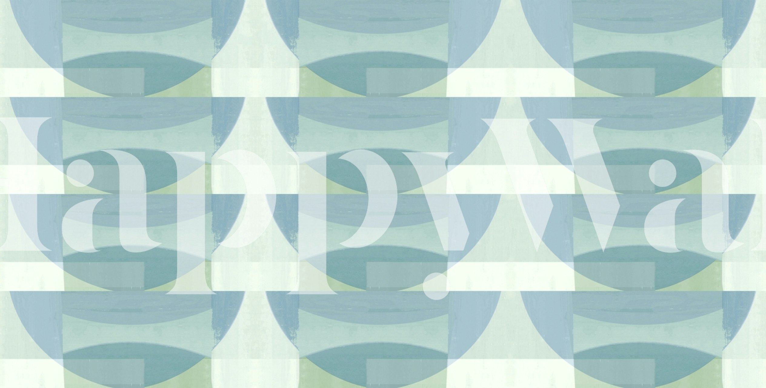 Fototapeta s geometrickým vzorem inspirovaná sedmdesátými léty v modrozelených a azurových odstínech