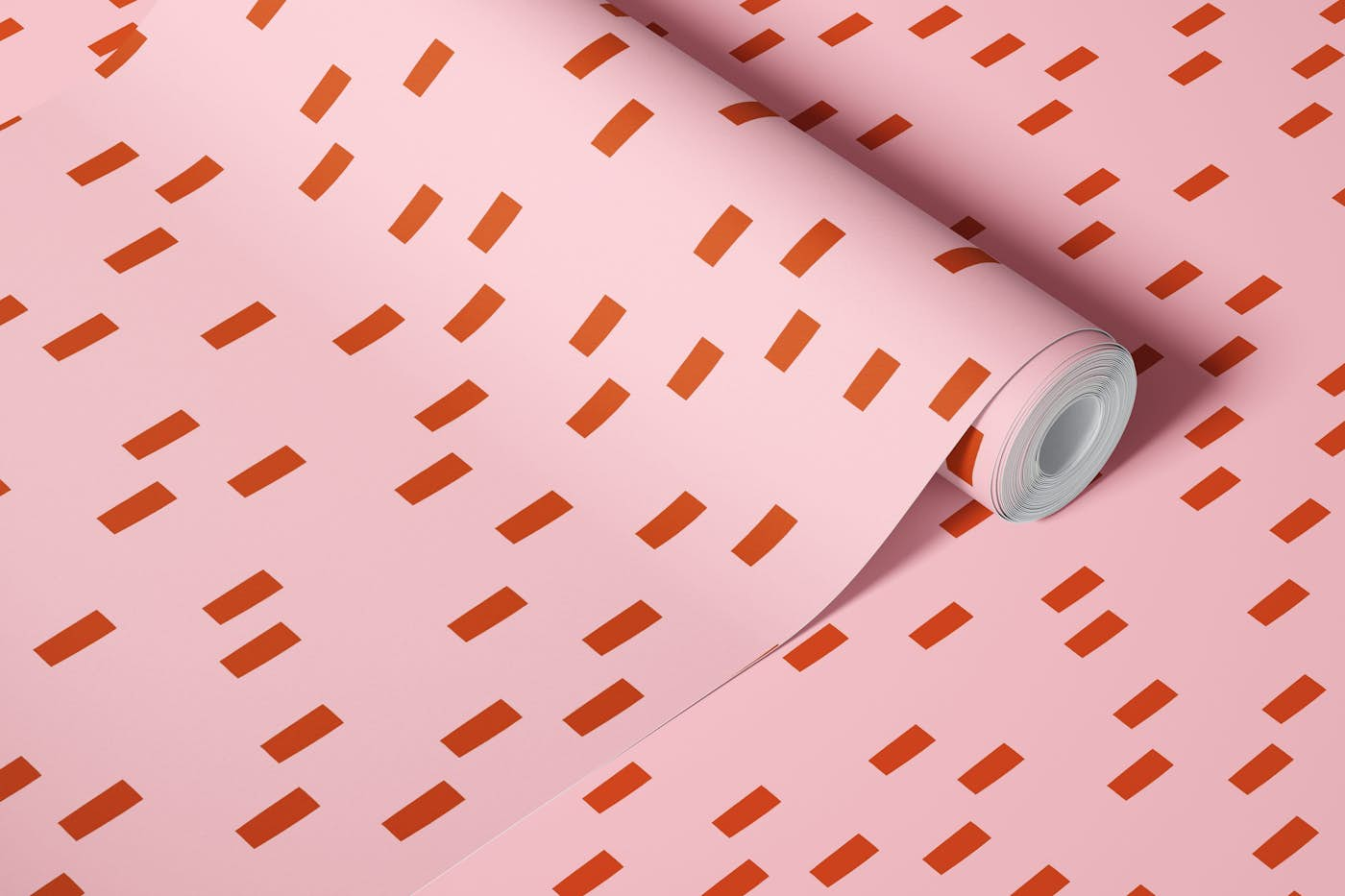 Simple cut outs red on pink wallpaper roll