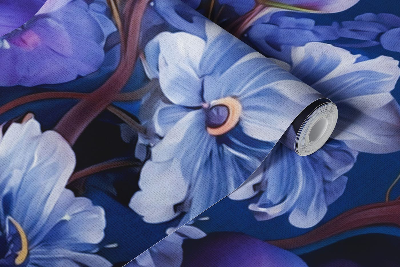 huge blue florals wallpaper roll